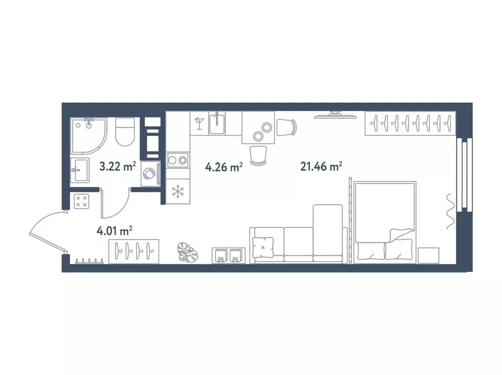 Студия Санкт-Петербург Московский просп., 114 (33.2 м) - Фото 0