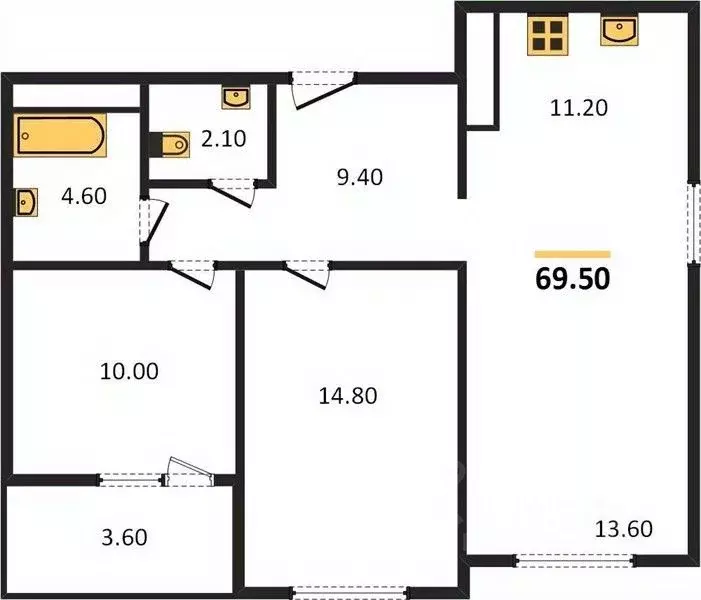 2-к кв. Севастополь ул. Хрусталева, 183 (57.04 м) - Фото 1