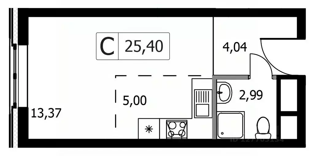 Студия Москва Городские Истории жилой комплекс, к1 (25.4 м) - Фото 0