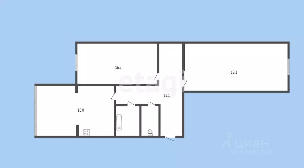2-к кв. Карачаево-Черкесия, Черкесск ул. Космонавтов, 39 (67.5 м) - Фото 1