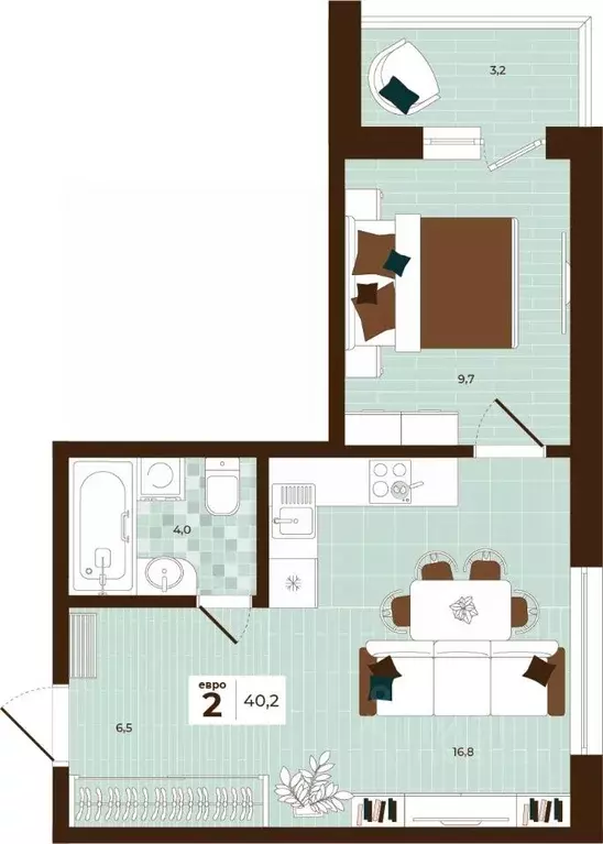 2-к кв. Тульская область, Тула ул. Академика Насоновой, 3 (40.2 м) - Фото 1