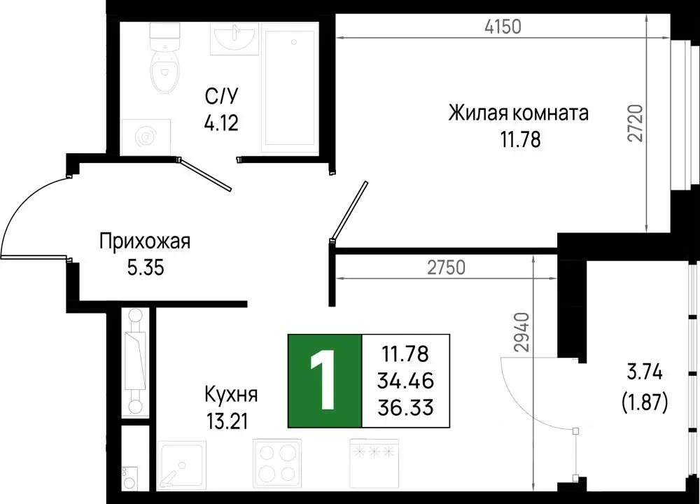 1-к кв. Ленинградская область, Всеволожский район, Свердловское ... - Фото 1