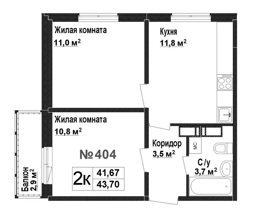 2-комнатная квартира: Нижний Новгород, жилой комплекс Торпедо (41.67 ... - Фото 0