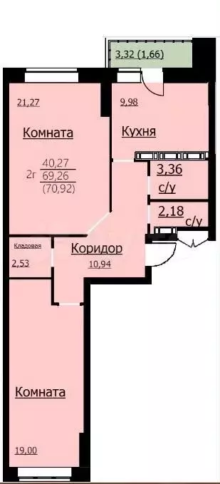 2-к. квартира, 71 м, 18/24 эт. - Фото 1