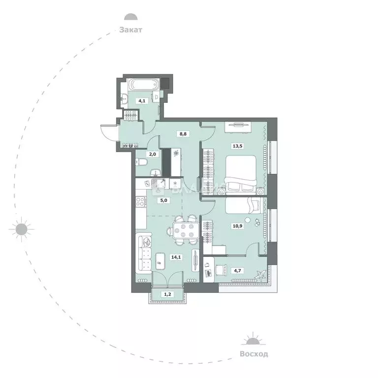 2-комнатная квартира: Вологда, улица Возрождения, 35к2 (64 м) - Фото 0