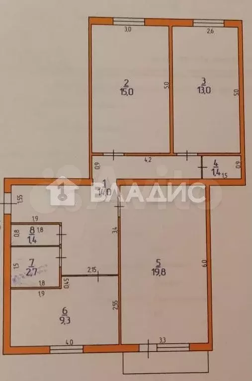 3-к. квартира, 76,6 м, 2/3 эт. - Фото 0