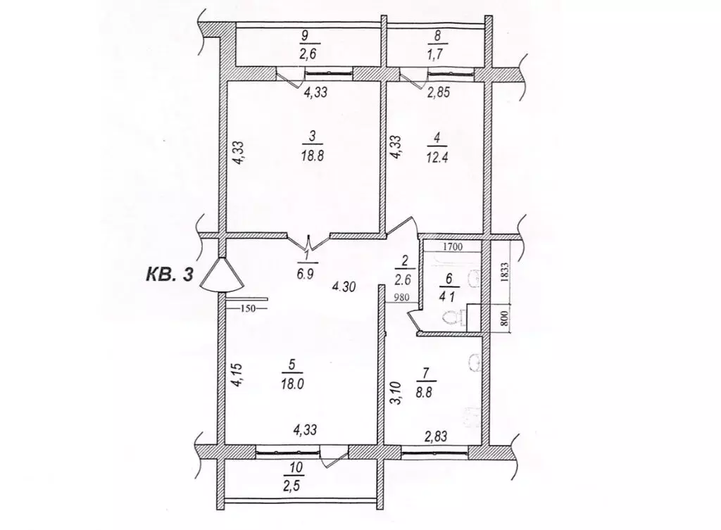 3-комнатная квартира: Тула, Перекопская улица, 3А (71.6 м) - Фото 1
