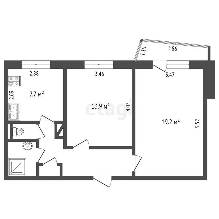 2-комнатная квартира: Омск, улица Лукашевича, 2В (52.9 м) - Фото 1