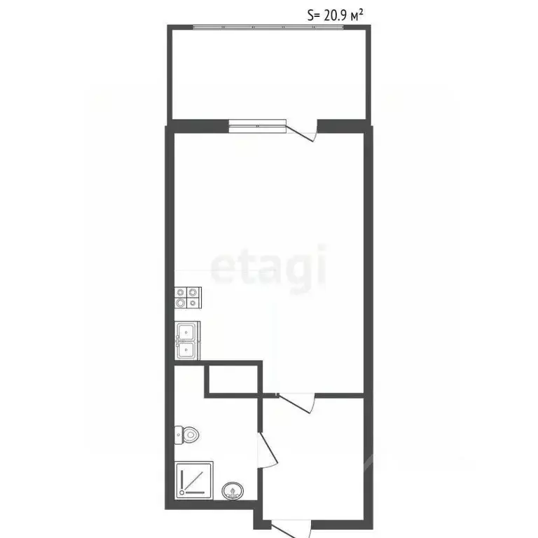 Студия Санкт-Петербург Октябрьская наб., 86К1 (20.9 м) - Фото 1