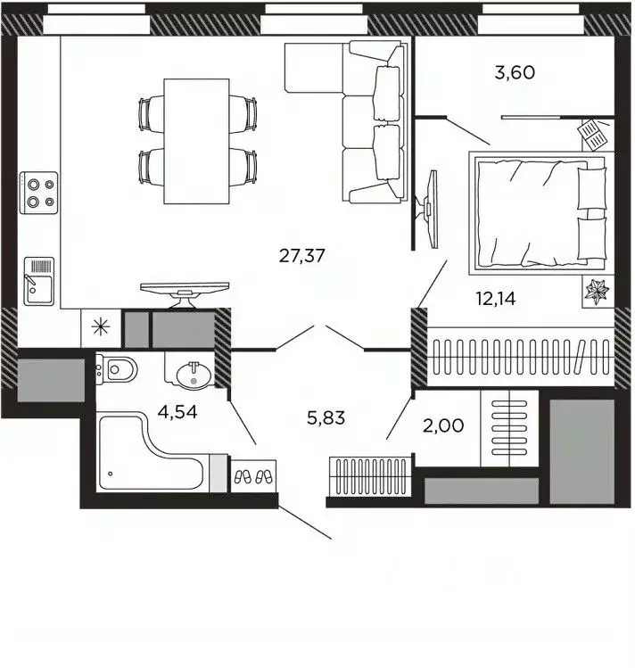 1-к кв. Рязанская область, Рязань ул. Есенина (55.48 м) - Фото 1