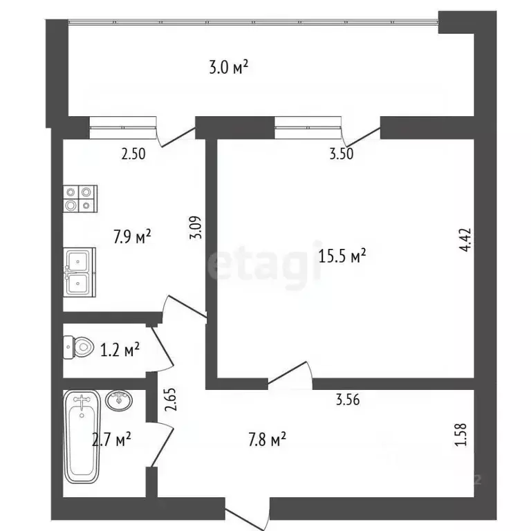 1-к кв. Забайкальский край, Чита ул. Бутина, 75 (38.1 м) - Фото 2