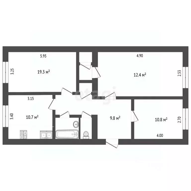3-к кв. Ямало-Ненецкий АО, Новый Уренгой Юбилейный мкр, 2/4 (69.0 м) - Фото 2
