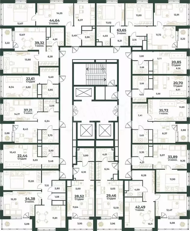 1-к. квартира, 42,5 м, 3/24 эт. - Фото 1