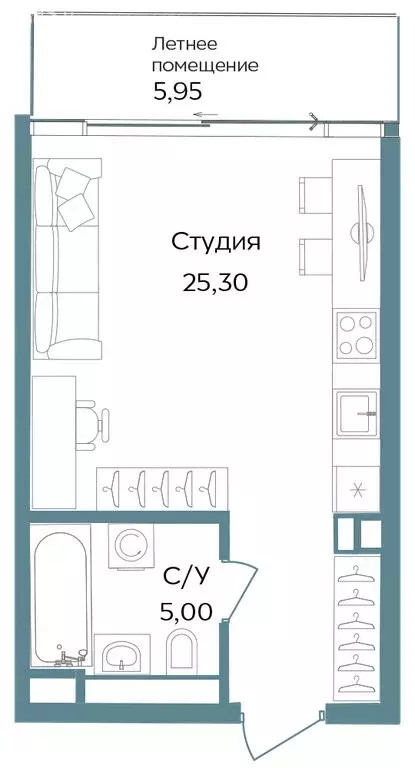 Квартира-студия: Республика Крым, Саки (36.25 м) - Фото 1