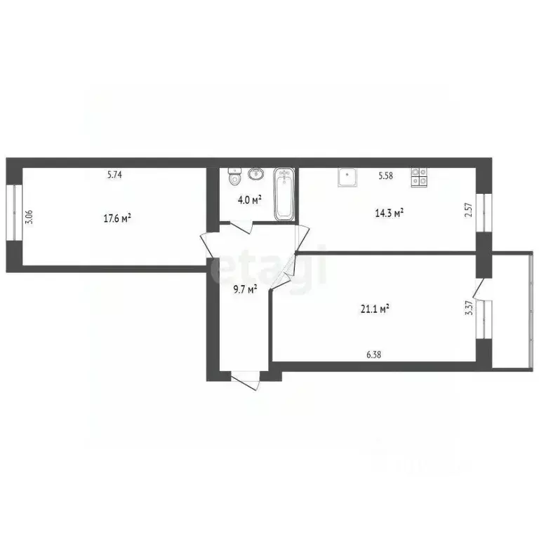 2-к кв. Вологодская область, Вологда Старое ш., 2 (66.7 м) - Фото 2