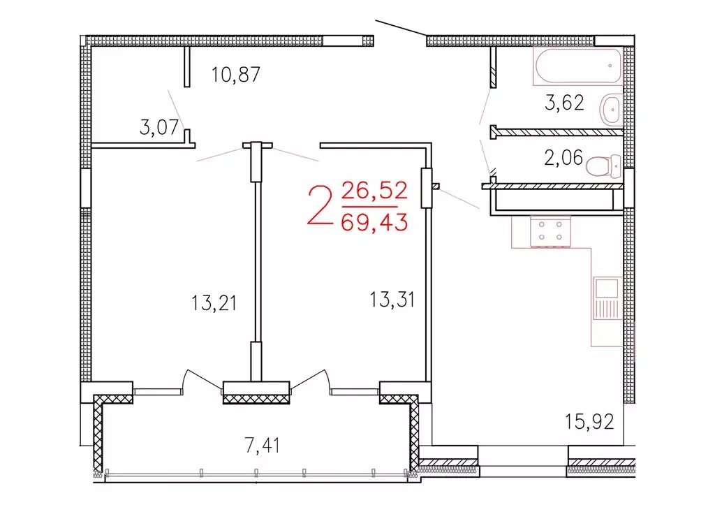 2-комнатная квартира: Тверь, Планерная улица, 8 (69.4 м) - Фото 1