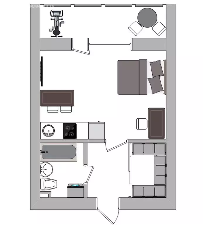 Квартира-студия: Чигири, Европейская улица, 9/1 (33 м) - Фото 1