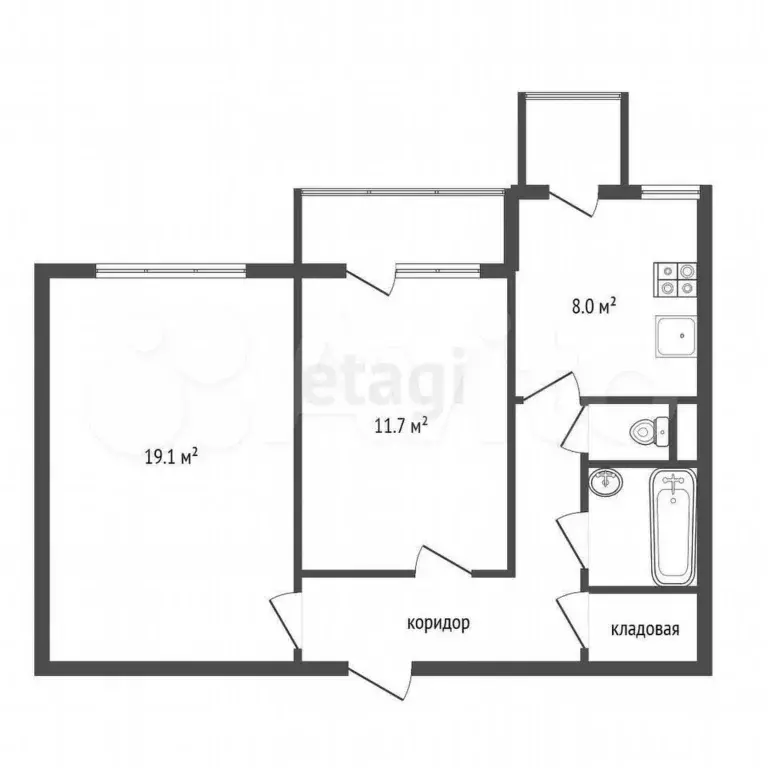 2-к. квартира, 53,9 м, 7/9 эт. - Фото 0