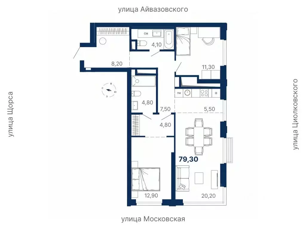 2-к кв. Свердловская область, Екатеринбург ул. Московская, 247А (79.3 ... - Фото 0