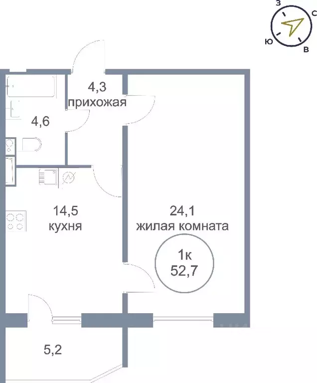 1-к кв. Ханты-Мансийский АО, Сургут Георгиевский жилой комплекс (52.7 ... - Фото 0