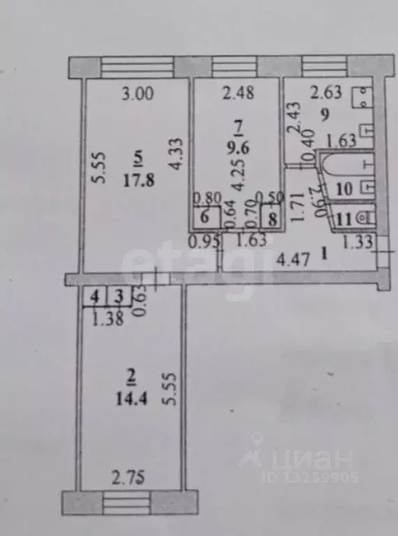 3-к кв. Липецкая область, Липецк Советская ул., 26 (59.3 м) - Фото 2