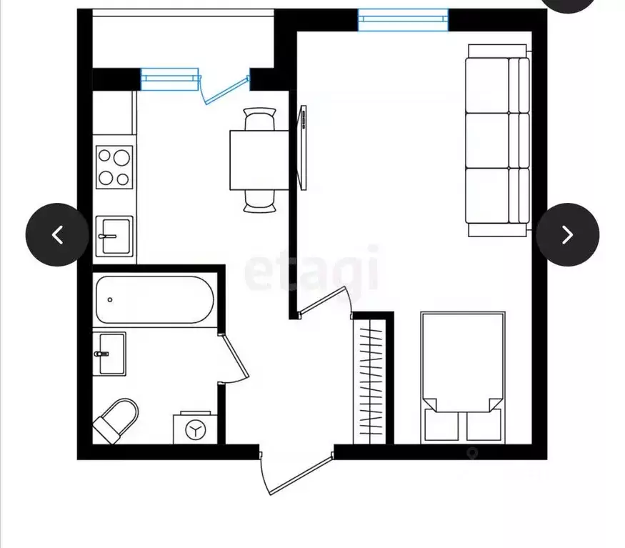 1-к кв. Татарстан, Казань ул. 3-я Кленовая, 9Б (34.4 м) - Фото 2