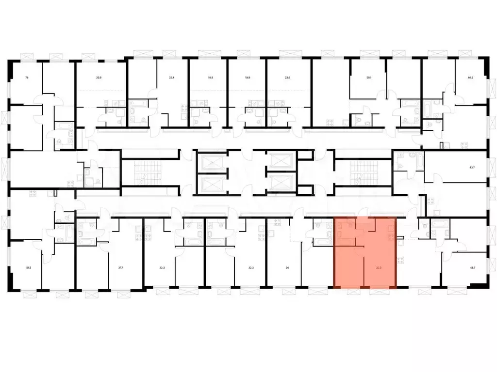 1-к. квартира, 32,3 м, 13/25 эт. - Фото 1