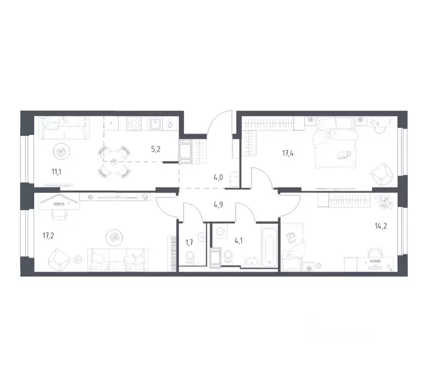 3-к кв. Московская область, Мытищи пер. 1-й Стрелковый (78.8 м) - Фото 1