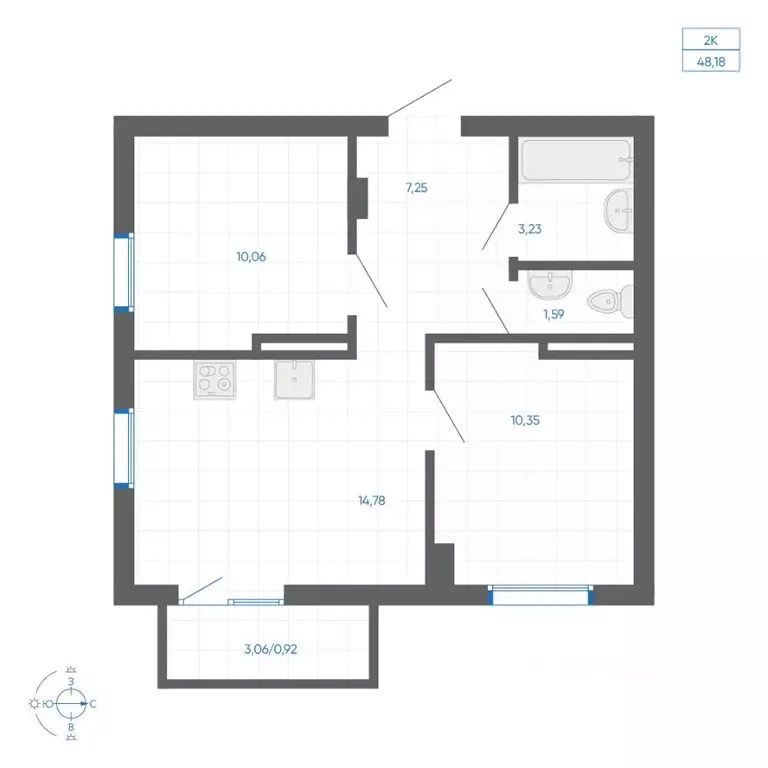 2-к кв. Челябинская область, Челябинский городской округ, пос. ... - Фото 1