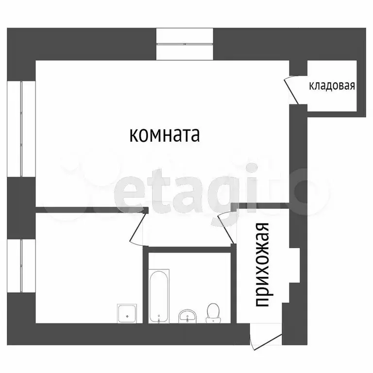 1-к. квартира, 31,8 м, 1/5 эт. - Фото 0