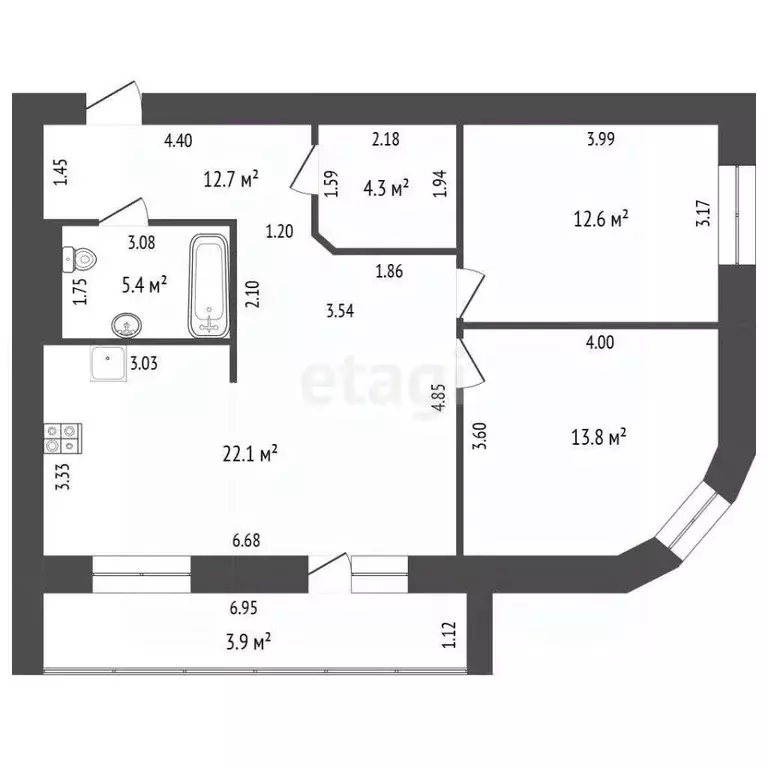 3-к кв. Забайкальский край, Чита Хабаровская ул., 70 (74.8 м) - Фото 2