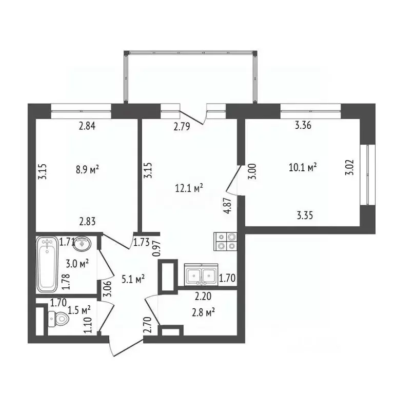 2-к кв. Санкт-Петербург Благодатная ул., 50 (44.0 м) - Фото 2