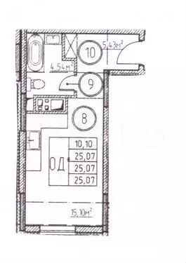 Квартира-студия, 25,1 м, 9/10 эт. - Фото 0