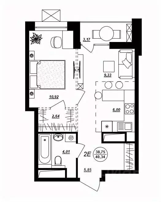 2-к кв. Хабаровский край, Хабаровск ул. Демьяна Бедного (40.34 м) - Фото 0