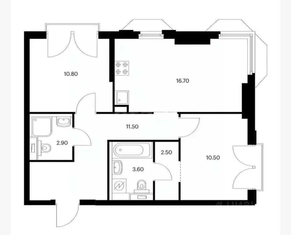 3-к кв. Москва ул. Николая Озерова, 8к1 (58.5 м) - Фото 1