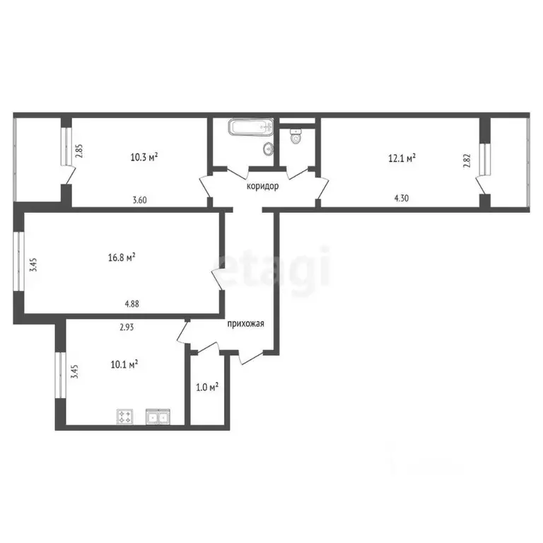 3-к кв. Калужская область, Калуга Турынино мкр, ул. Советская, 34 ... - Фото 2