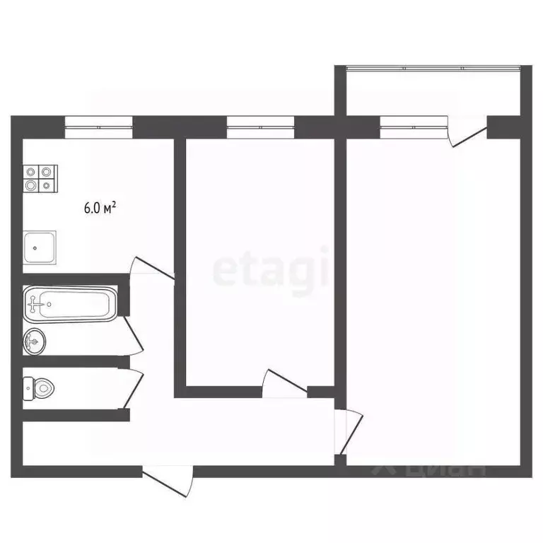 2-к кв. Нижегородская область, Выкса Гоголя мкр, 32 (40.9 м) - Фото 1