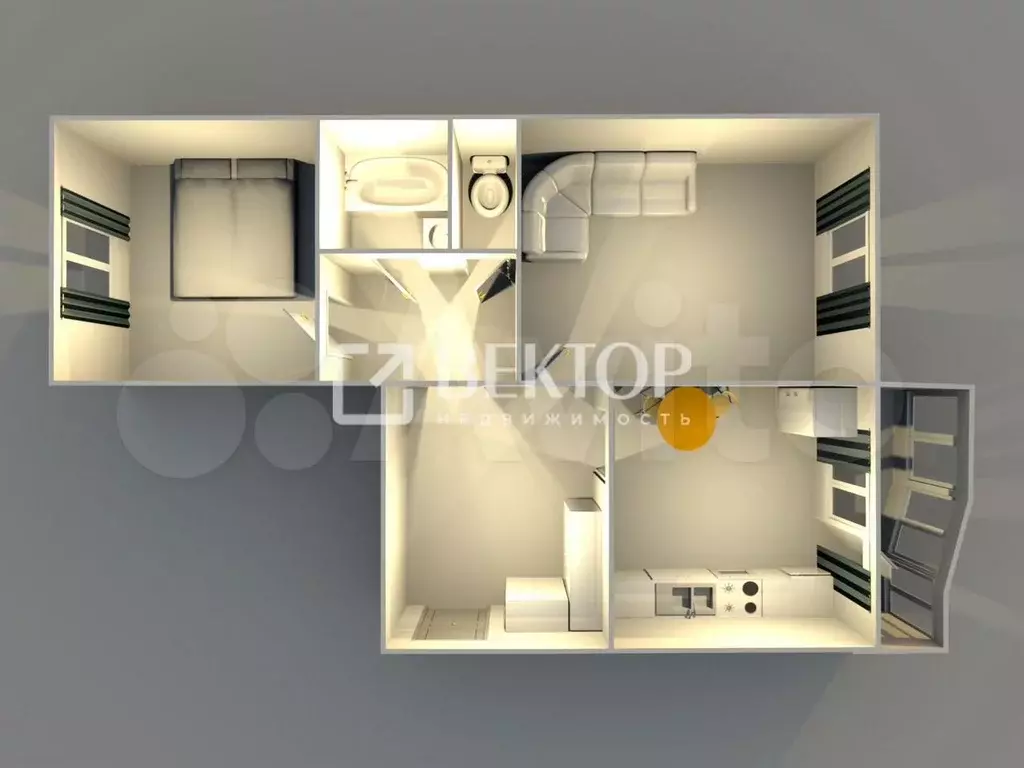 2-к. квартира, 55 м, 7/9 эт. - Фото 0