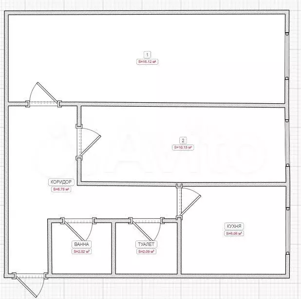 2-к. квартира, 41,1 м, 1/2 эт. - Фото 0