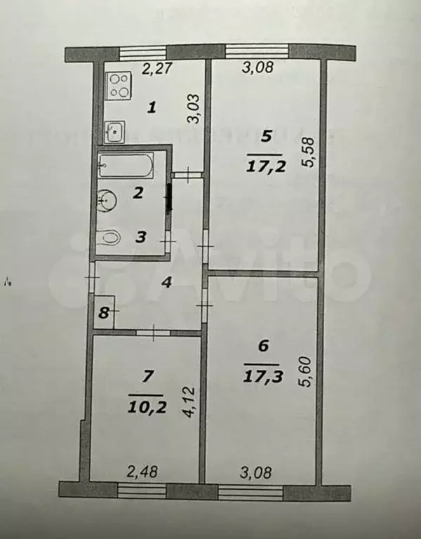 3-к. квартира, 61 м, 1/5 эт. - Фото 0