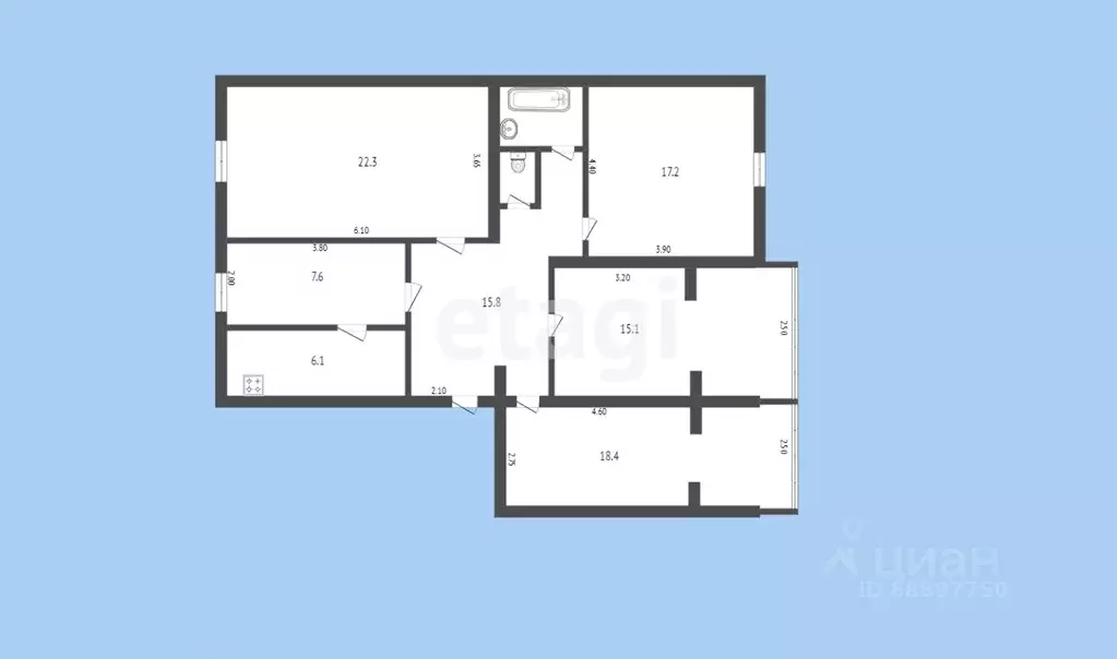 4-к кв. Карачаево-Черкесия, Черкесск Октябрьская ул., 376 (107.0 м) - Фото 1