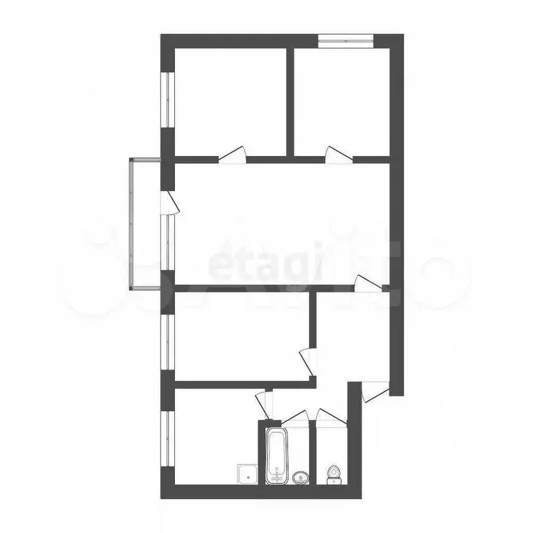 4-к. квартира, 60 м, 1/5 эт. - Фото 0