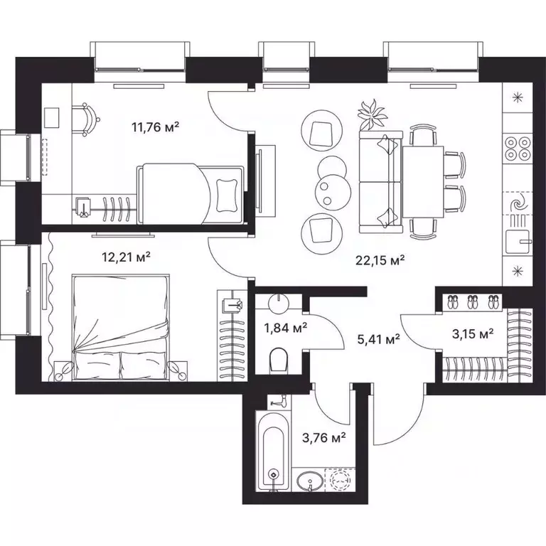 2-к кв. Владимирская область, Киржач ул. Свердлова, 10А (60.0 м) - Фото 1