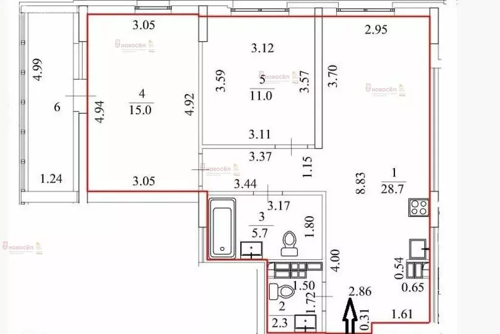 3-комнатная квартира: Екатеринбург, улица Новостроя, 5 (62.5 м) - Фото 0