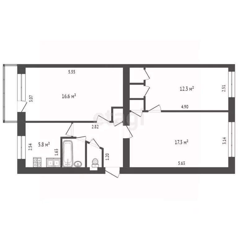 3-к кв. Калужская область, Балабаново г. Боровский муниципальный ... - Фото 2