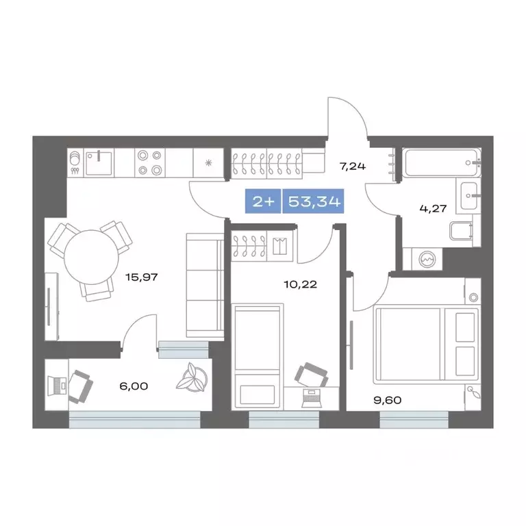 2-к кв. Тюменская область, Тобольск пер. Радищева, 17 (53.34 м) - Фото 1