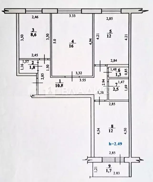 3-к кв. Башкортостан, Стерлитамак Коммунистическая ул., 100 (67.6 м) - Фото 1