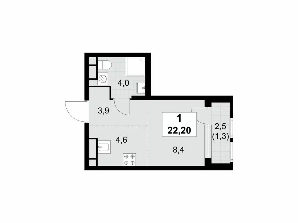 Квартира-студия: Москва, Бартеневская улица, 18к1 (22.2 м) - Фото 1