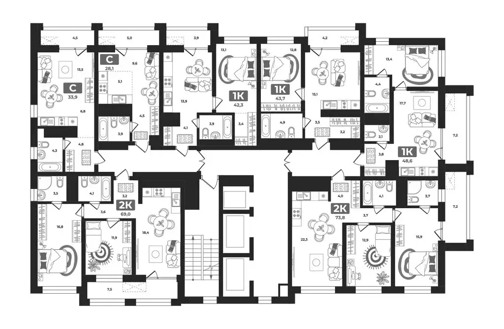 1-комнатная квартира: Тюмень, улица Разведчика Кузнецова, 16 (42.3 м) - Фото 1