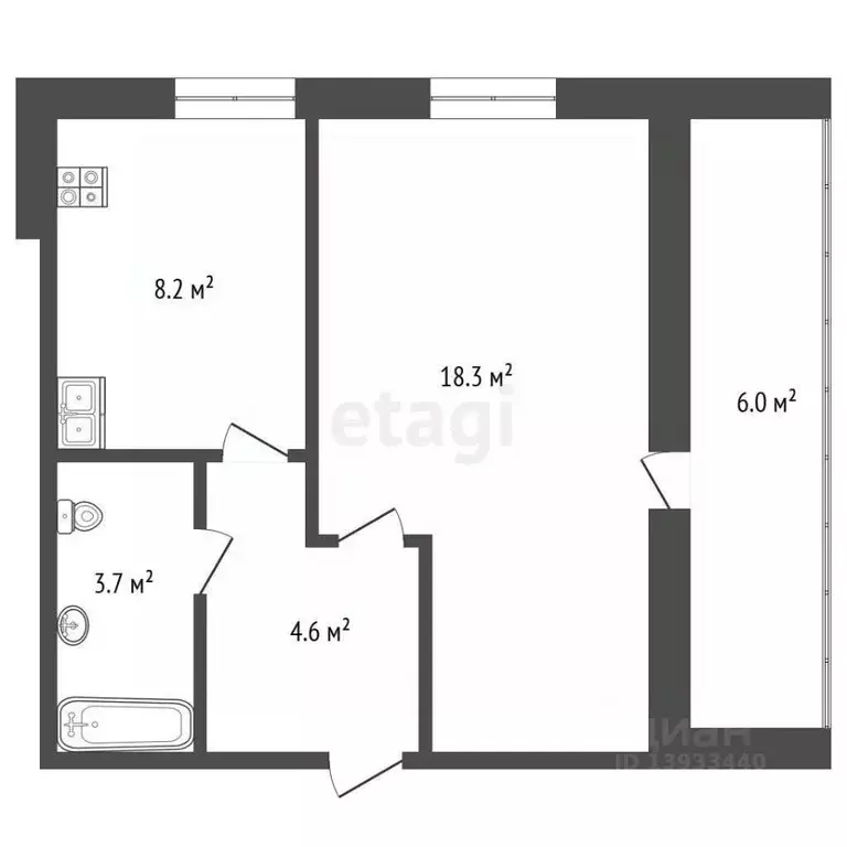 1-к кв. Тюменская область, Тюмень ул. Максима Горького, 10к1 (36.0 м) - Фото 0